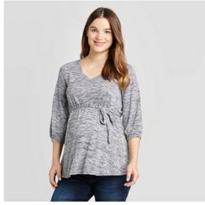 Isabel Maternity by Ingrid & Isabel Tops - Maternity Striped 3/4 Sleeve V-Neck Tie Front Top Isabel Maternity by Ingrid & Isabel Tops - Maternity Striped 3/4 Sleeve V-Neck Tie Front Top